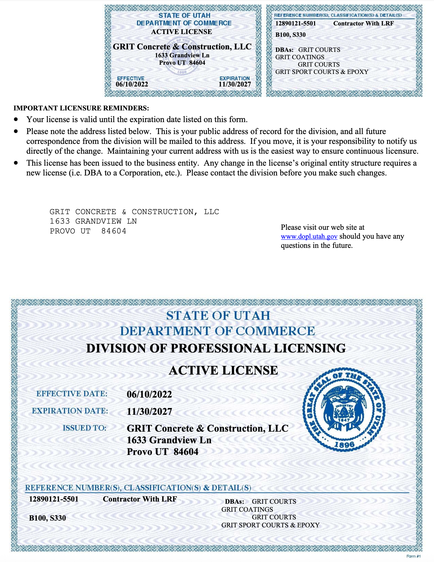 GRIT Courts Utah contractor license